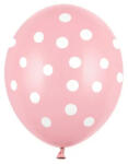 Partydeco Mintás lufi 11" 28cm Rózsaszín lufi, Fehér pöttyös (LUFI508605)