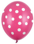 Partydeco Mintás lufi 11" 28cm Magenta lufi, Fehér pöttyös (LUFI286622)