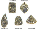  Pandantiv Pirita Druzy Natural cu Gaura - Dreptunghi - Picatura - Neregulat - 26-41x21-31x6-8 mm - 1 Buc