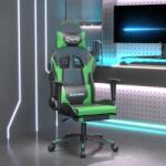 vidaXL Scaun gaming de masaj/suport picioare, negru/verde, piele eco (345460) - comfy