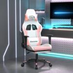 vidaXL Scaun de gaming cu suport picioare, alb/roz, piele ecologică (3143708) - comfy