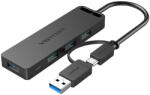 Vention USB 3.0 4 portos hubUSB-C és USB 3.0 2 az 1-ben interfész és hálózati adapter Vention CHTBB 0.15m