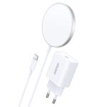 Choetech mágneses (MagSafe kompatibilis) vezeték nélküli töltő adapterrel (fehér)