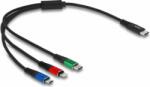 Delock 86820 USB-C apa - USB-C/Micro USB/Lightning apa Töltőkábel - Fekete (0.3m) (86820)