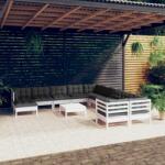 vidaXL Set mobilier grădină cu perne, 12 piese, alb, lemn de pin (3097062) - comfy