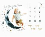 drool Paturica Milestone plusata pentru fotografii memorabile Luna Albastra Drool (1lun2) - babyneeds Lenjerii de pat bebelusi‎, patura bebelusi
