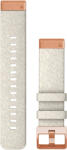 Garmin Curea Garmin QuickFit 20mm, nailon, alb, cataramă rosegold (Fenix 7S/6S/5S)