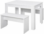  1 asztal és 2 pad készlet PAL, 110x70x75 cm, fehér (835-257)