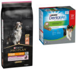 PRO PLAN Pro Plan 7/10/12/14 kg Purina hrană uscată + Dentalife Snackuri gratis! - Medium & Large Adult 7+ Sensitive Skin (14 kg) 24 sticksuri câini medii