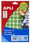Apli Etikett, 19 mm kör, színes, A5 hordozón, APLI, zöld, 560 etikett/csomag (12106) - nyomtassingyen