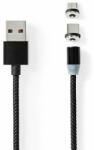 Nedis Cablu USB | USB 2.0 | USB-A Plug | USB Micro-B Plug / USB-C Plug | Fără transfer de date | Placat cu nichel | 2.00 m | Rotund | Carcasă din nailon | Negru | Cutie (CCGB60630BK20)