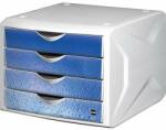 HELIT Dulap de arhivare, plastic, 4 sertare, HELIT Chameleon, alb-albastru (H6129634)