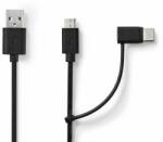 Nedis Cablu de sincronizare și încărcare 2 în 1 | Conector USB A - USB Micro B/USB-C Type Plug | 1, 0 m | Negru (CCGB60610BK10)