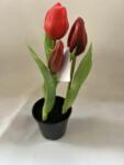  Real Touch cserepes tulipán 3 szálas -PIROS (piros2023)