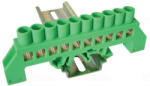 Tracon Szigetelt földelősín (N/PE), zöld 100A, 8×12mm, 10P, IP20 NPE-G8-10 Tracon (-G8-10)