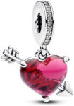 Pandora Moments Piros szív és nyíl muranói üveg függő charm - 793085C01 (793085C01)