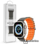 DEVIA DELUXE SERIES okosóra szíj - SZÜRKE / NARANCS - szilikon, csőszerkezetes struktúra, rugalmas, csatos - APPLE Watch Series 1/2/3 38mm / 4/5/6/SE 40mm / 7/8/9 41mm