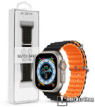 DEVIA DELUXE SERIES okosóra szíj - FEKETE / NARANCS - szilikon, csőszerkezetes struktúra, rugalmas, csatos - APPLE Watch Series 1/2/3 38mm / 4/5/6/SE 40mm / 7/8/9 41mm