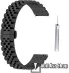  Fém okosóra szíj - FEKETE - rozsdamentes acél, speciális pillangó csatos - 179mm hosszú, 18mm széles - Xiaomi Mi Watch (For China Market) / Fossil Gen 4 / HUAWEI TalkBand B5 / Watch GT 4 41mm / Venu 3