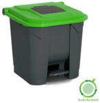 PLANET Szelektív hulladékgyűjtő konténer, műanyag, pedálos, antracit/zöld, 30L (ALUP225Z)