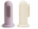 Mushie Finger Toothbrush periuta de dinti pentru deget pentru copii Soft Lilac/Ivory 2 buc