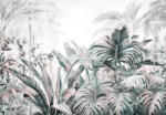 Consalnet Rózsaszín-Zöld trópusi levelek - szürke leveles háttér poszter, fotótapéta Vlies (312 x 219 cm) (C1-15027VEXXL)