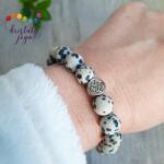 Kristály Jóga Shop Dalmata jáspis matt 10 mm-es ásvány karkötő, végtelen csomóval