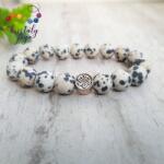 Kristály Jóga Shop Dalmata jáspis matt 10 mm-es férfi ásvány karkötő, végtelen csomóval