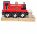 Bigjigs Toys - Дървен локомотив - Червен парен локомотив Териер