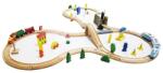 Ecotoys Jucarie cale ferata din lemn cu tren cu baterii Ecotoys HM015147, 69 elemente, multicolor Trenulet