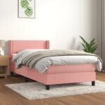 vidaXL rózsaszín bársony rugós ágy matraccal 90 x 190 cm (3130876) - vidaxl