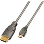Lindy HDMI Csatlakozókábel [1x USB 2.0 dugó, mikro B típus - 1x HDMI dugó] 2.00 m Szürke (41567) (41567)
