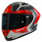 MT Helmets MT KRE+ Carbon Erőteljes szürke-piros integrált motorkerékpáros sisak