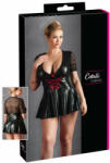 Cottelli Collection Plus Size - fényes ruha piros fűzővel (fekete) (27152011081) - sexshopcenter
