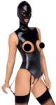 Bad Kitty - alul-felül nyitott body és szopó maszk (fekete) - szexshop