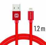 SWISSTEN adat- és töltőkábel textil bevonattal, USB/lightning, 1, 2 m piros (71523206)