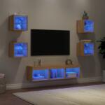vidaXL 7 darab füstös tölgy színű szerelt fa TV-bútor LED-del (3216585)