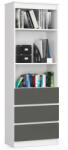 Akord Furniture Polcos szekrény / könyvespolc fiókokkal - Akord Furniture R603SZ - fehér / szürke