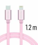 SWISSTEN adat- és töltőkábel textil bevonattal, USB-C-Lightning, 1, 2 m, rozé arany (71525205)