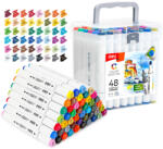 Deli Set 48 Markere sketching DELI varf dublu rotund 1-7 mm, Cutie plastic, Color emotion (DLE70803-48)
