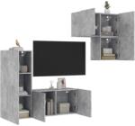 vidaXL 4 darab betonszürke szerelt fa fali TV-bútor (3216431) - vidaxl