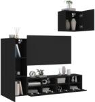 vidaXL 4 darab fekete szerelt fa falra szerelhető TV-bútor (3216501) - vidaxl