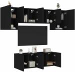 vidaXL 6 darab fekete szerelt fa falra szerelhető TV-bútor (3216440) - vidaxl