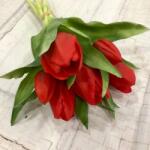 Kreatív Tulipán 7 szálas csokor piros élethű nagy virágú