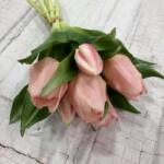 Kreatív Tulipán 7 szálas csokor világos rózsaszín élethű nagy virágú