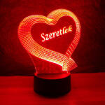 Love & Lights Kis szív szalagból mintás 3d illúzió lámpa