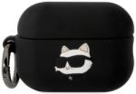 Karl Lagerfeld AirPods Pro 2 husă neagră din silicon Choupette Head 3D (KLAP2RUNCHK)