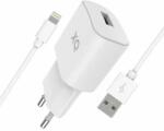 XQISIT NP încărcător de călătorie Single USB-A 2.4A W. Lightning cablu alb (50851)