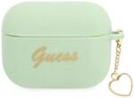 Guess GUAPLSCHSN husă pentru AirPods Pro, verde, charm din silicon Heart Collection (GUAPLSCHSN)