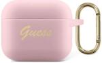 Guess GUA3SSSI husă pentru AirPods 3, silicon roz, Vintage Script (GUA3SSSI)